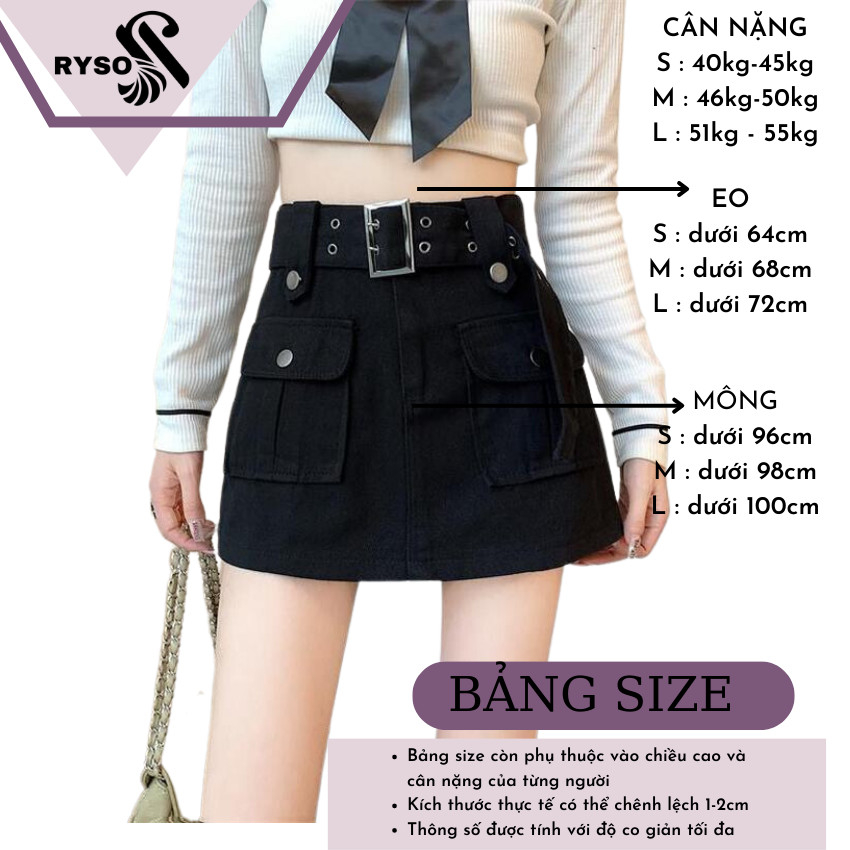 Chân váy chữ a kaki túi hộp phong cách năng động nữ kèm thắt lưng RYSO FASHION cá tính váy bút chì dáng ôm