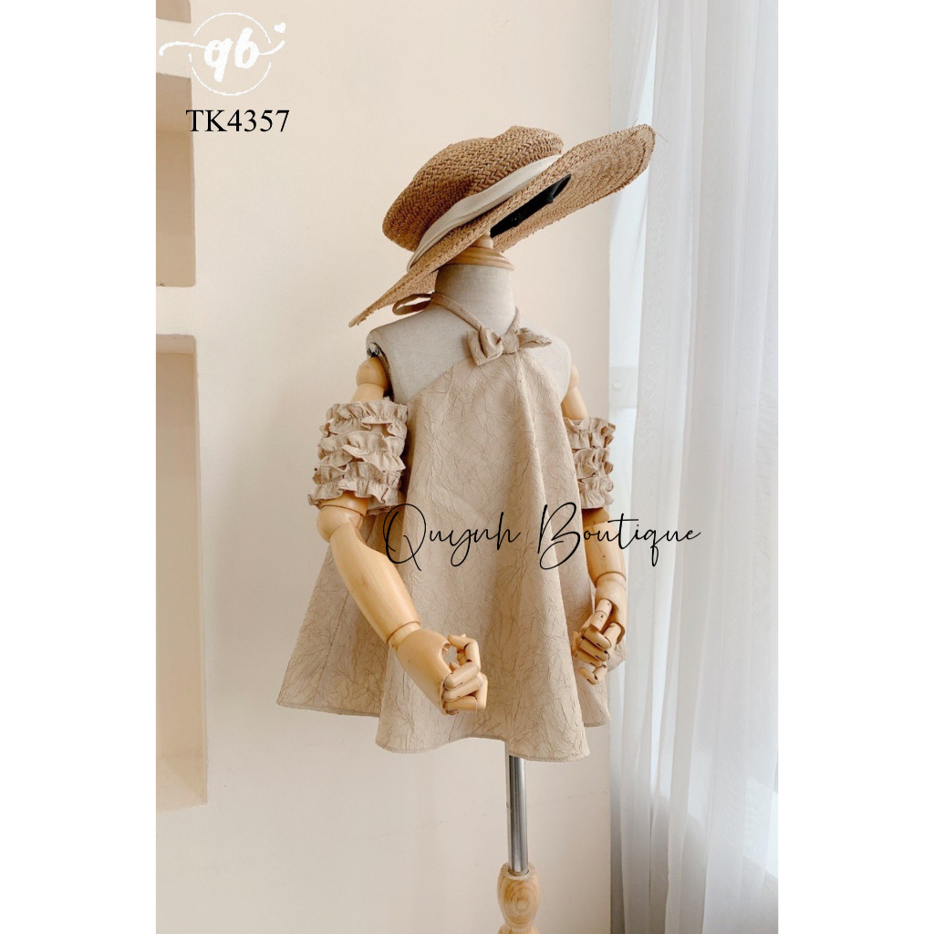 Váy Bé Gái Quỳnh Boutique Đầm Tiểu Thư Tay Bèo Trễ Vai Cho Bé