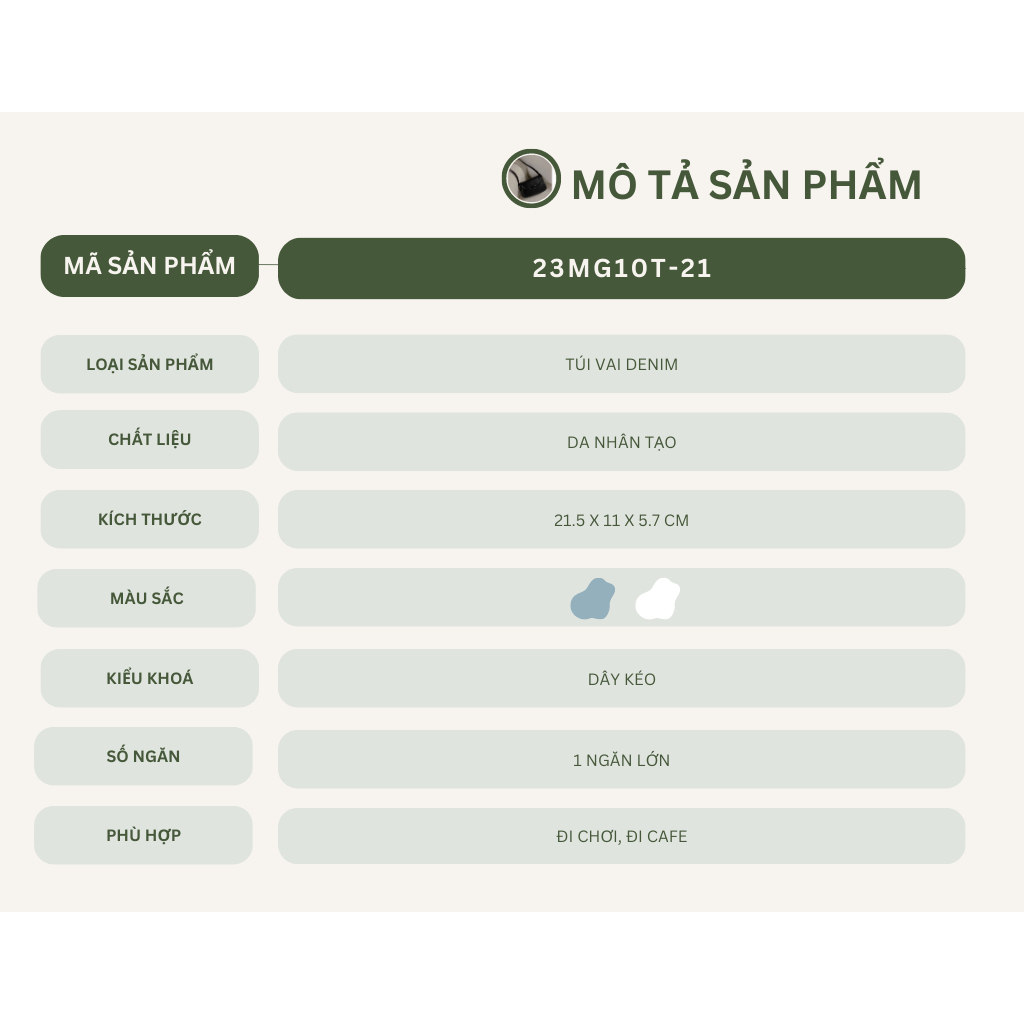 Túi xách đeo vai denim 23MG10T-21 | migooshop