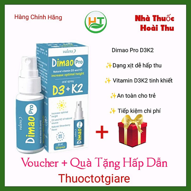 Dimao Pro D3K2 - Bổ sung Vitamin D3 K2 dạng xịt ,giúp tăng hấp thụ Canxi