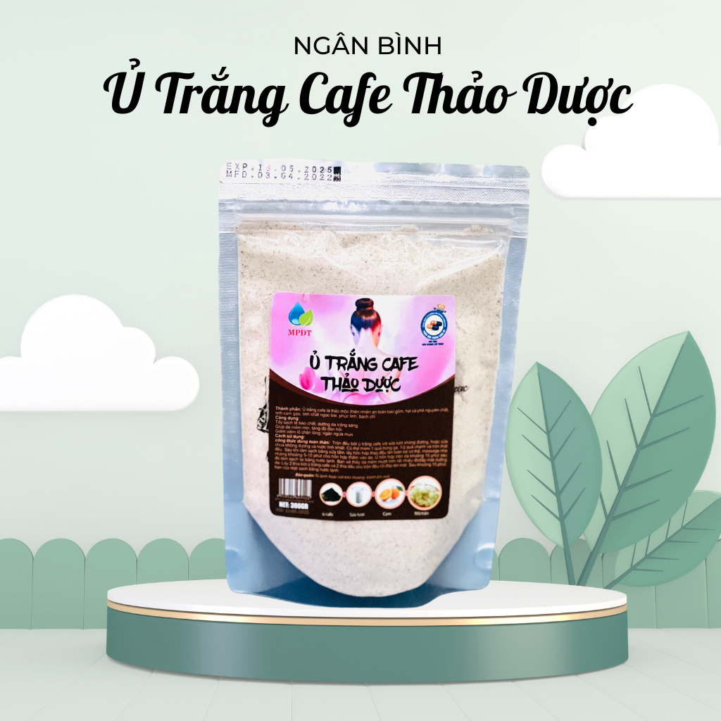 Ủ TRẮNG CAFE (dùng cả face và body)Tắm trắng cafe thảo dược tắm trắng tại nhà an toàn, làn da mịn màng, trắng sáng 300gr