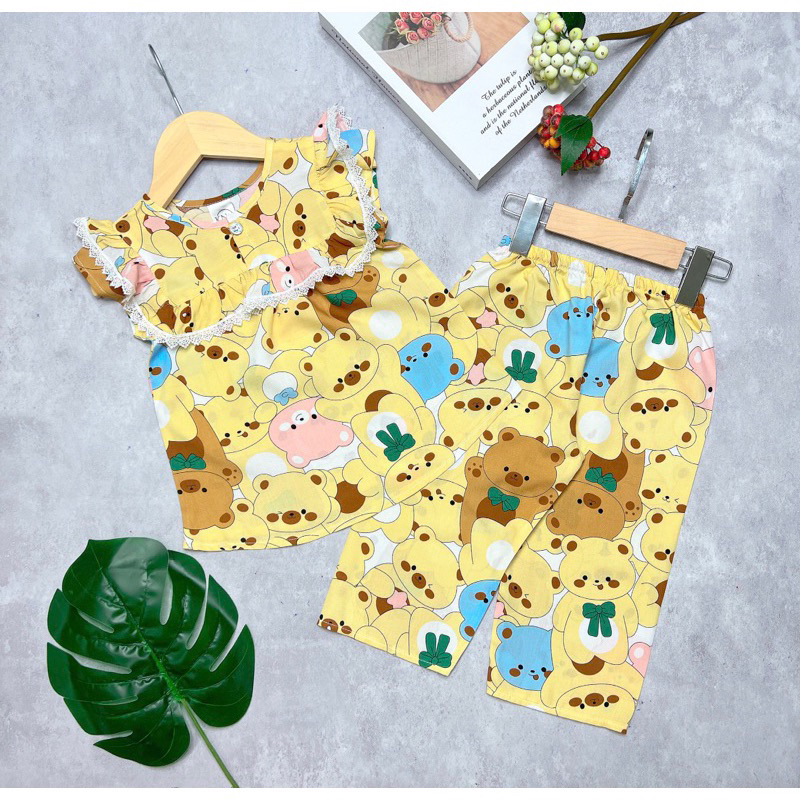 Bộ tole / lanh bé gái tay ngắn quần dài viền ren