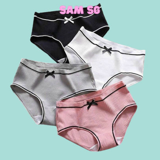 Quần lót cotton gân tăm co giãn 4 chiều màu sắc dễ thương đáy kháng khuẩn Free size 40~60kg Sam Clothing