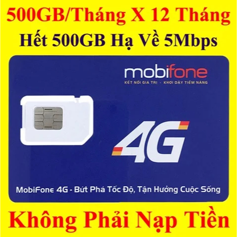 Sim 4G Mobifone không giới hạn 500Gb/tháng trọn gói 1 năm 12MDT150