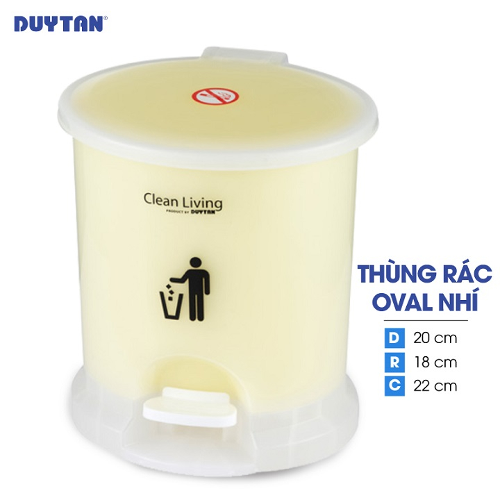 Thùng rác oval nhí nhựa DUY TÂN (20 x 18 x 22 cm) - 22179 - Giao màu ngẫu nhiên