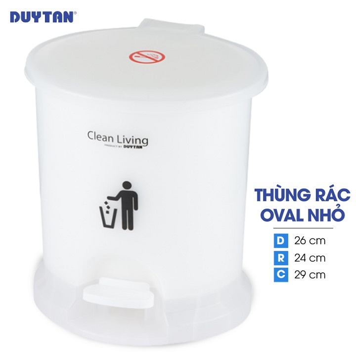 Thùng rác oval nhỏ nhựa DUY TÂN (26 x 24 x 29 cm) - 21868 - Giao màu ngẫu nhiên