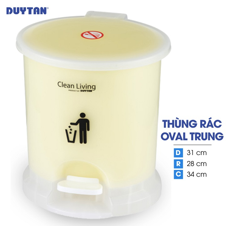 Thùng rác oval trung nhựa DUY TÂN (31 x 28 x 34 cm) - 21875 - Giao màu ngẫu nhiên