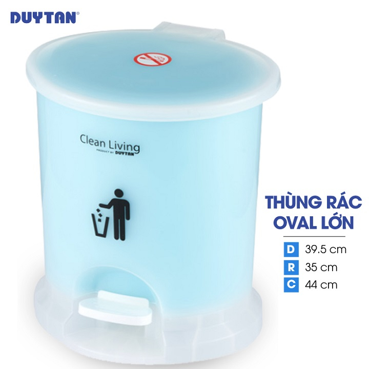 Thùng rác oval lớn nhựa DUY TÂN (39.5 x 35 x 44 cm) - 22186 - Giao màu ngẫu nhiên