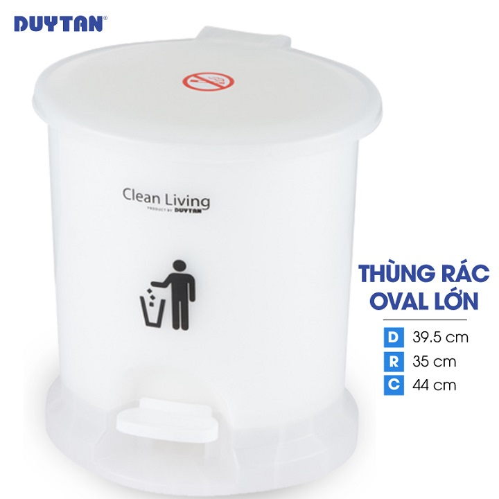 Thùng rác oval lớn nhựa DUY TÂN (39.5 x 35 x 44 cm) - 22186 - Giao màu ngẫu nhiên