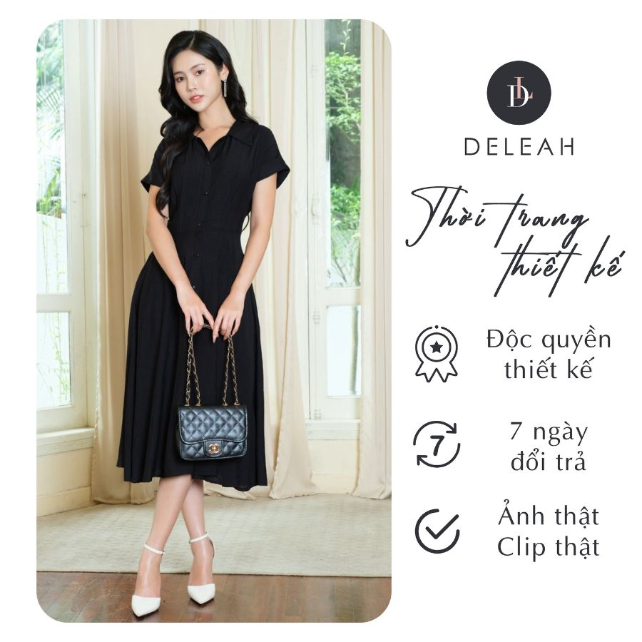 Đầm xoè tay lơ vê De Leah chát liệu đũi tằm, thiết kế basic trẻ trung thanh lịch