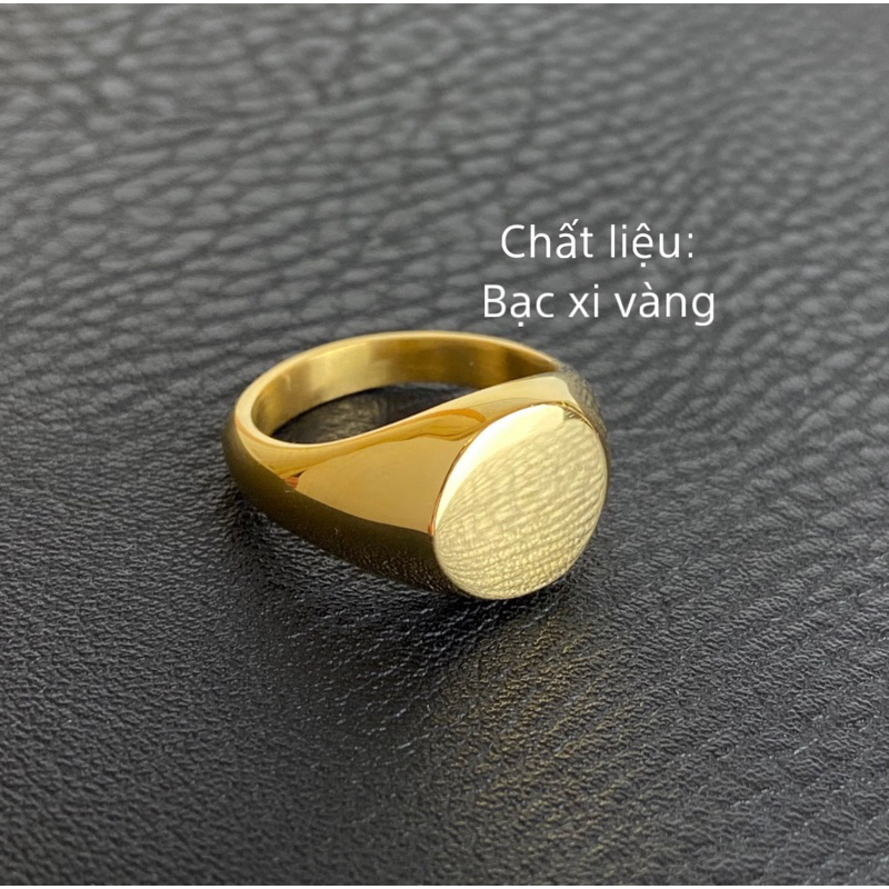 Nhẫn signet mặt tròn vừa  Có sẵn size tay