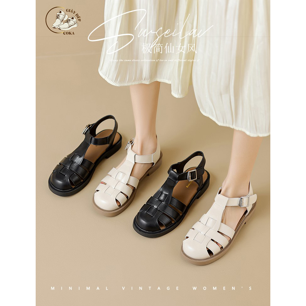 Giày sandal rọ nữ 3 nan ngang siêu thông thoáng êm chân, xăng đan rọ nữ da siêu mềm thời trang hottrend mùa hè 2023