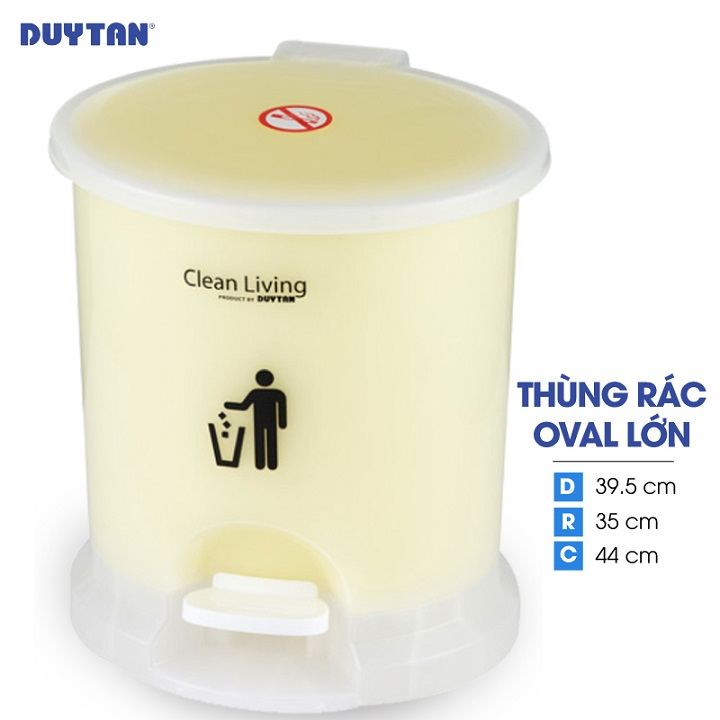 Thùng rác oval lớn nhựa DUY TÂN (39.5 x 35 x 44 cm) - 22186 - Giao màu ngẫu nhiên