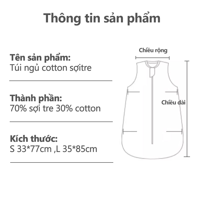 [Einmilk.ân ninh ] Túi ngủ áo liền quần cho bé chất liệu vải bông sợi tre mềm mại thoáng khí QSB23