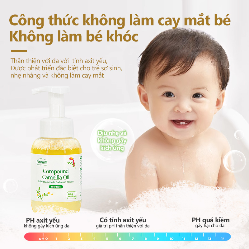 [Einmilk.ân ninh] Sữa tắm và dầu gội 2 trong 1 tạo bọt dành cho bé BSW22