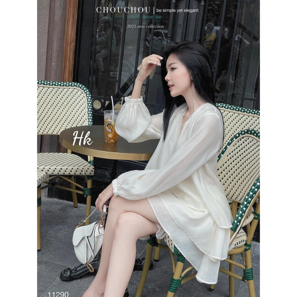 SeT áo sơ mi kèm chân váy tơ voan phong cách trẻ trung dễ thương đi làm đi chơi đi biển TKCC - LOẠI 1