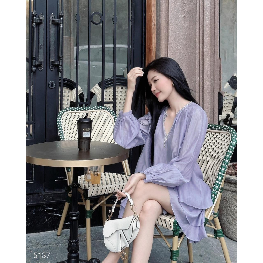 SeT áo sơ mi kèm chân váy tơ voan phong cách trẻ trung dễ thương đi làm đi chơi đi biển TKCC - LOẠI 1