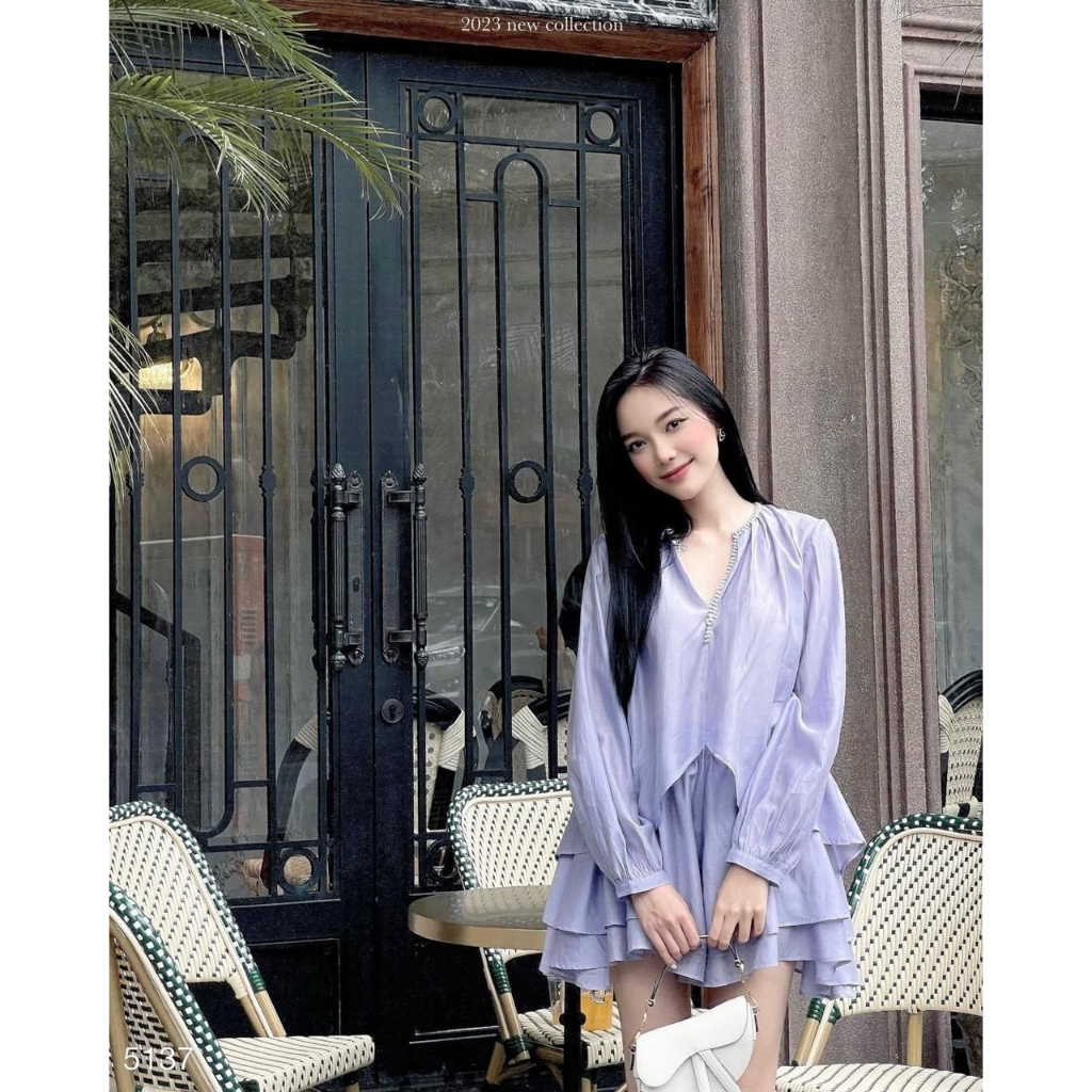 SeT áo sơ mi kèm chân váy tơ voan phong cách trẻ trung dễ thương đi làm đi chơi đi biển TKCC - LOẠI 1