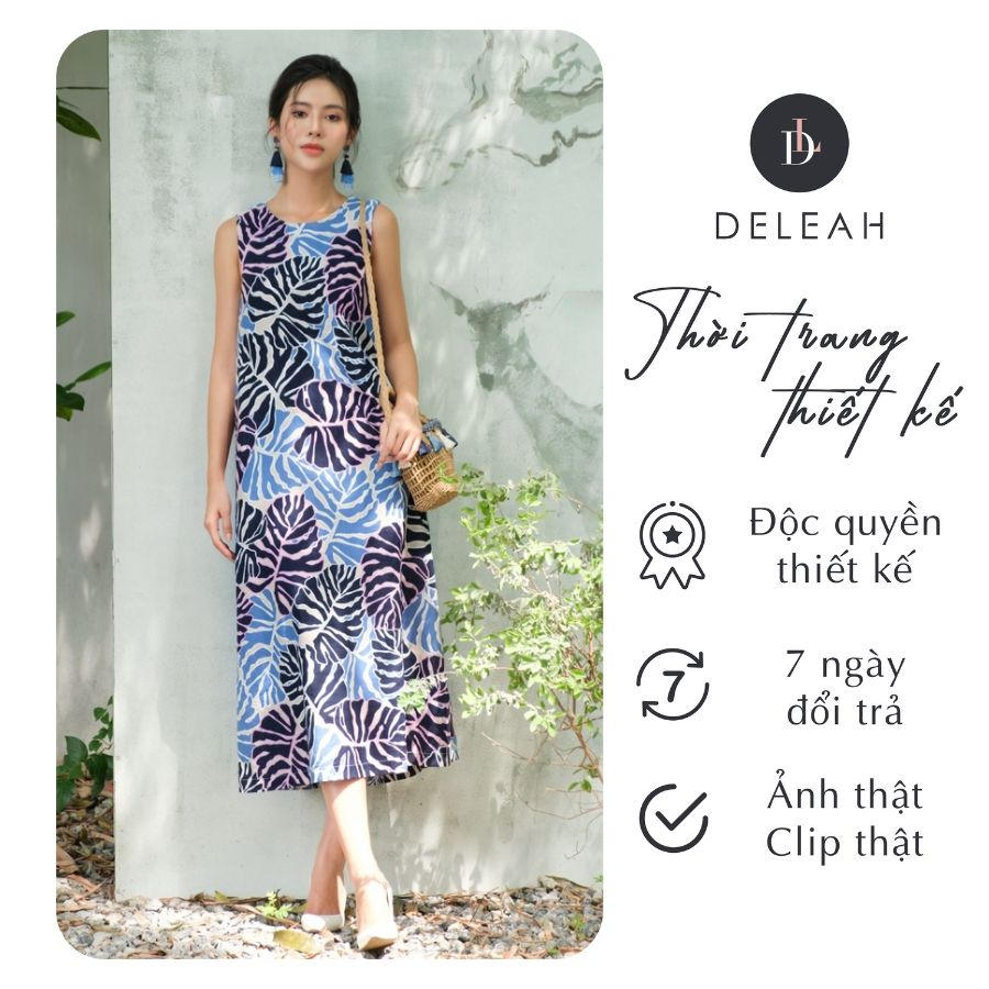 Đầm dáng suông A De Leah chất liệu nhẹ và mát màu sắc nổi bật cùng hoạ tiết in lớn
