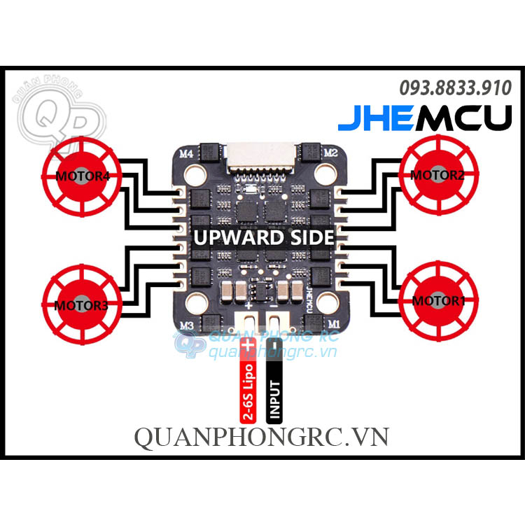 Mạch Điều Tốc JHEMCU EM 40A 2-6S Dshot600 BLHeli_S 4in1 ESC 20x20
