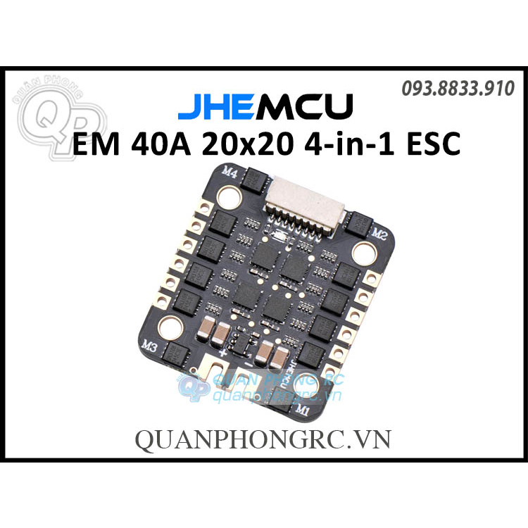 Mạch Điều Tốc JHEMCU EM 40A 2-6S Dshot600 BLHeli_S 4in1 ESC 20x20