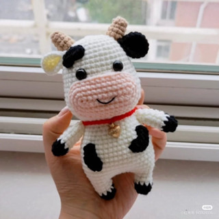 Móc khoá / Thú nhồi bông hình con bò bằng len cute
