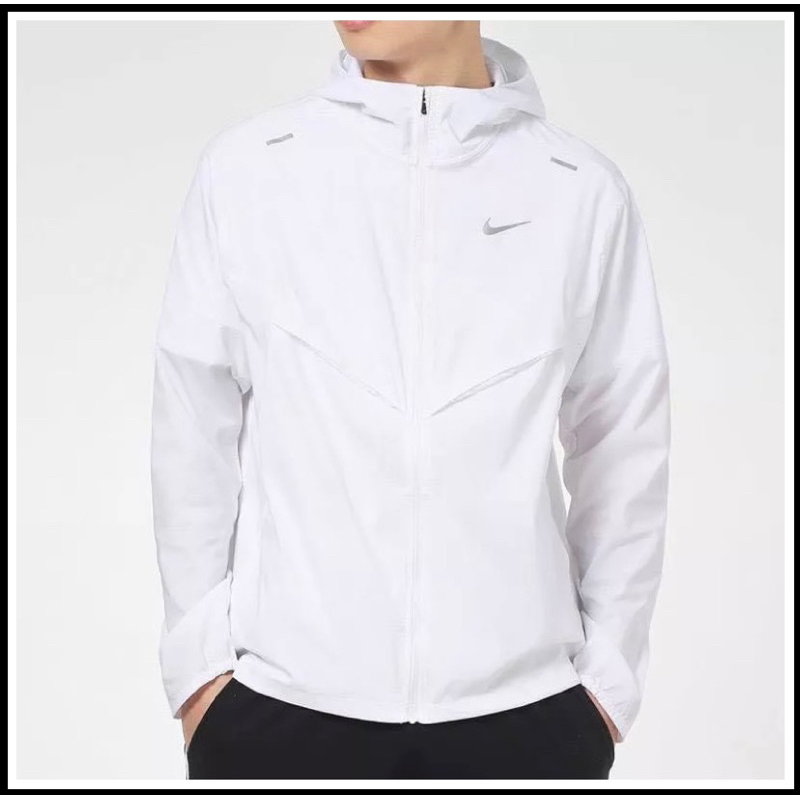 Áo Khoác Dù Nam Nữ 2 Lớp Cao Cấp N I K E Màu Trắng Trơn Windrunner Bên Trong Lót Lưới, Có Túi Trong Áo Khoác Gió
