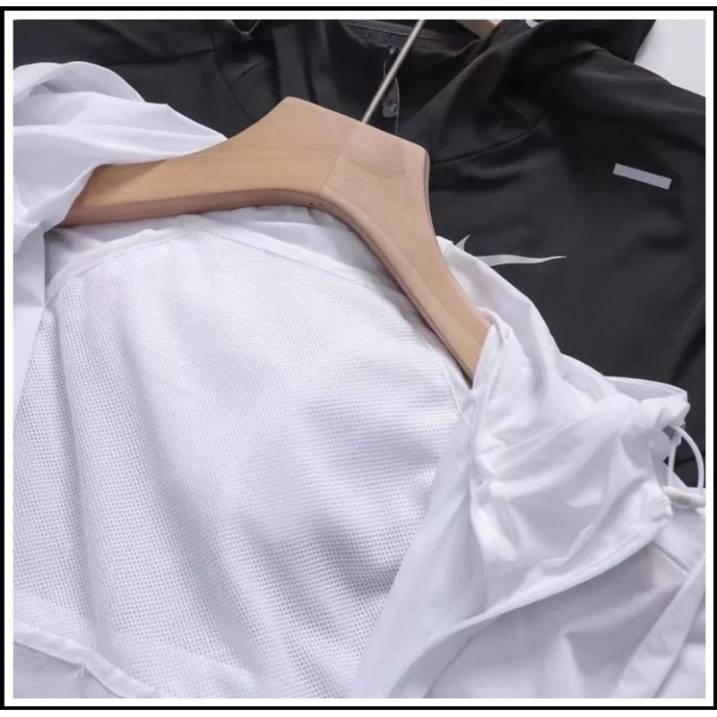 Áo Khoác Dù Nam Nữ 2 Lớp Cao Cấp N I K E Màu Trắng Trơn Windrunner Bên Trong Lót Lưới, Có Túi Trong Áo Khoác Gió