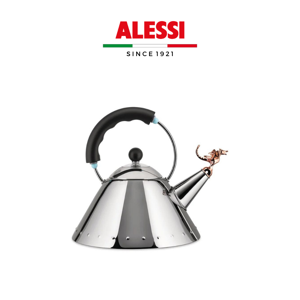 Ấm đun nước còi báo chú chim/khủng long thép tráng gương ALESSI 9093 - Hàng chính hãng
