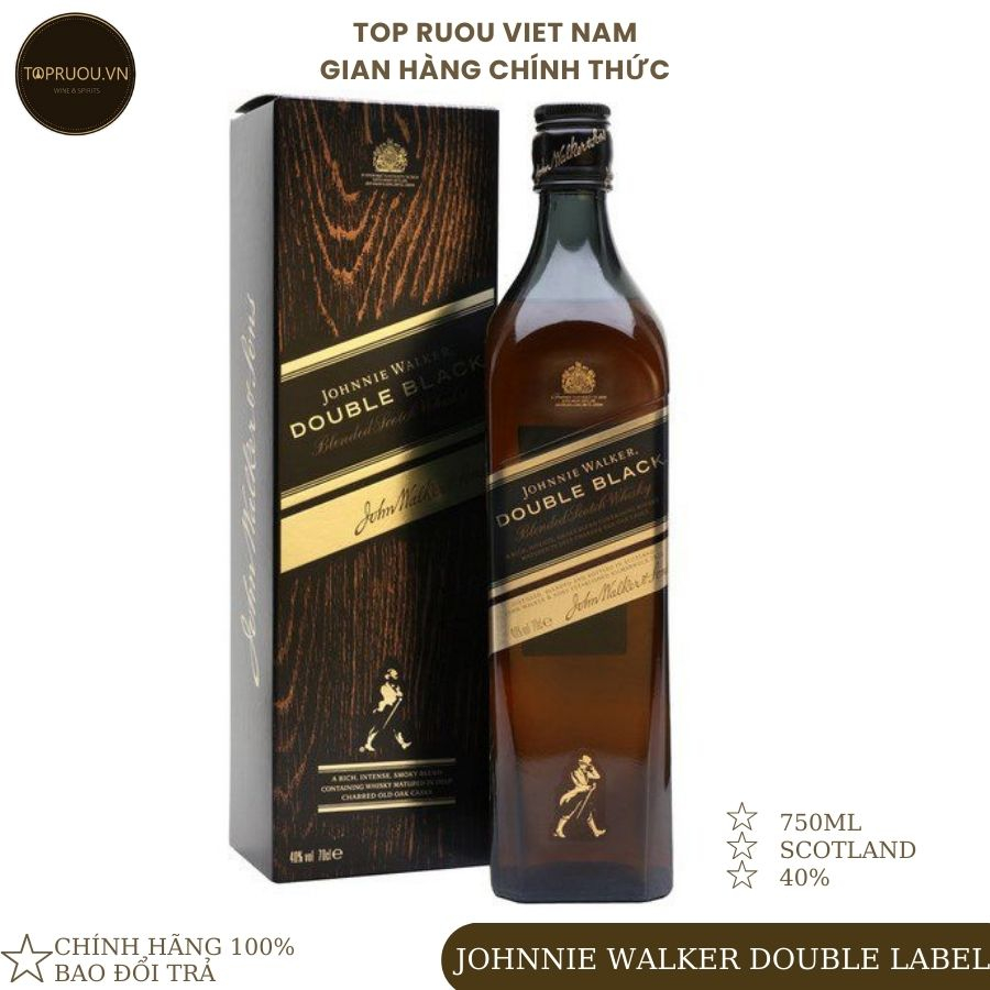 Rượu Whisky TOP RƯỢU - Johnnie Walker Double Black 750ml - hàng thật - giao nhanh