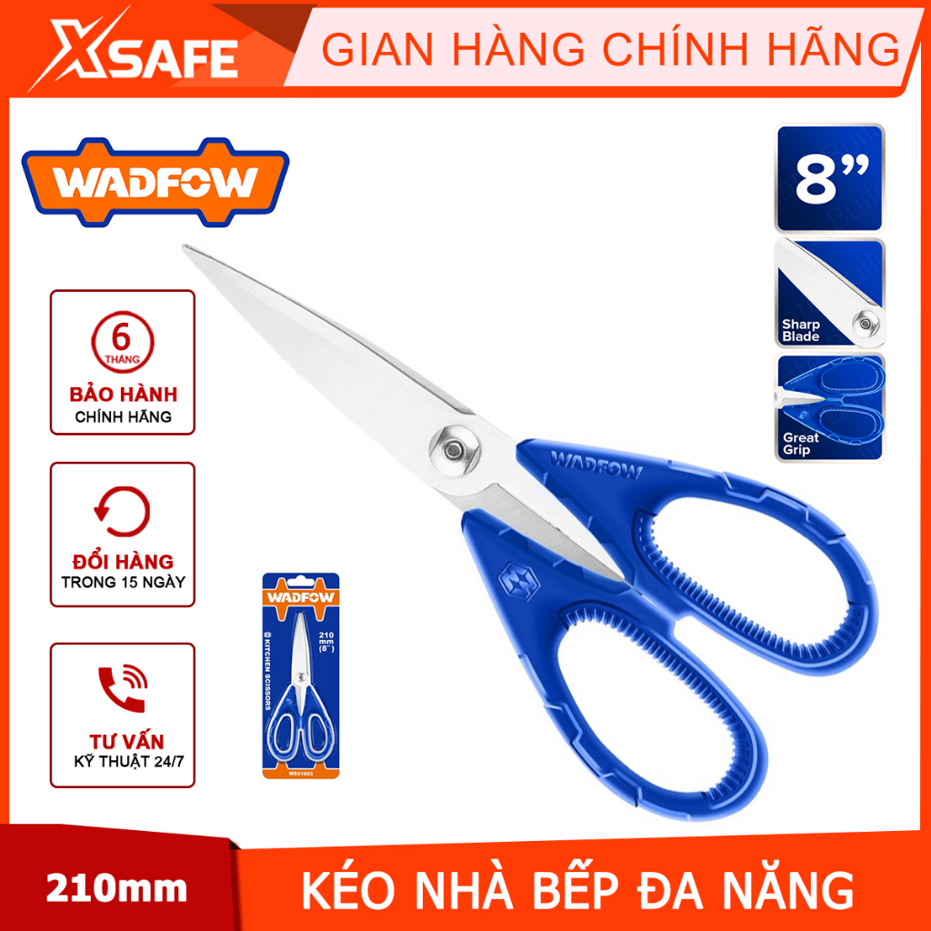 Kéo nhà bếp đa năng WADFOW WSX1603 | kéo cắt cầm tay kích thước 210mm chất liệu thép không gỉ độ dày lưỡi dao 1.8mm