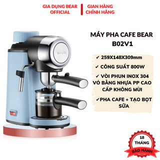 Máy pha cà phê mini tự động bear kfj-a02n1/b02v1, máy ép pha chế cafe espresso cao cấp, sangtrọng. đậm đà._bảo hành 18th