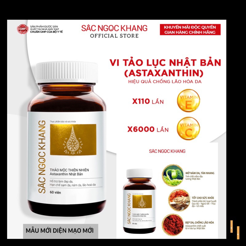 ✅ Viên uống đẹp da - chống lão hóa - nám sạm tàn nhan Sắc Ngọc Khang Vi Tảo Lục [Hộp 60 Viên]