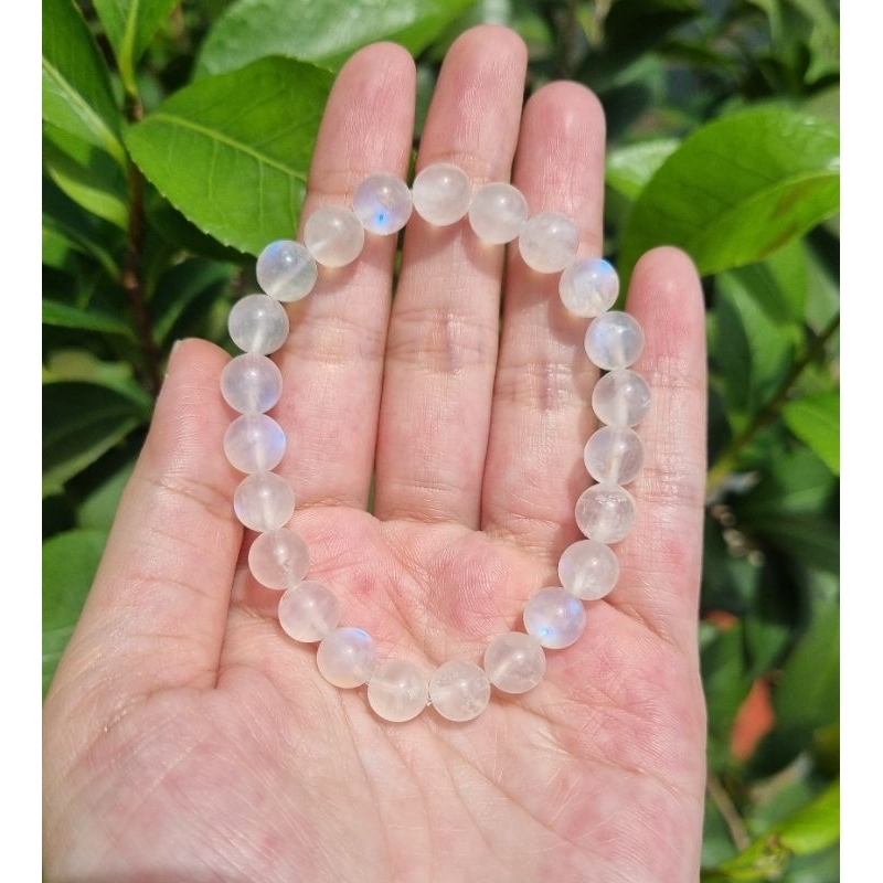 Vòng Moonstone 7 - 9.5ly trắng trong, ánh lửa mạnh