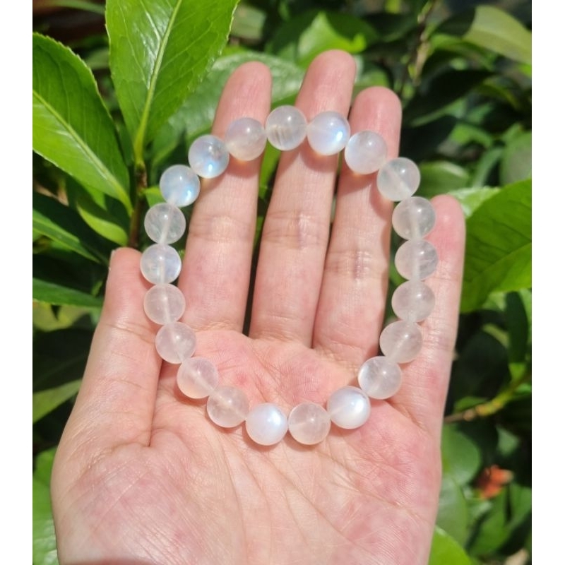Vòng Moonstone 7 - 9.5ly trắng trong, ánh lửa mạnh