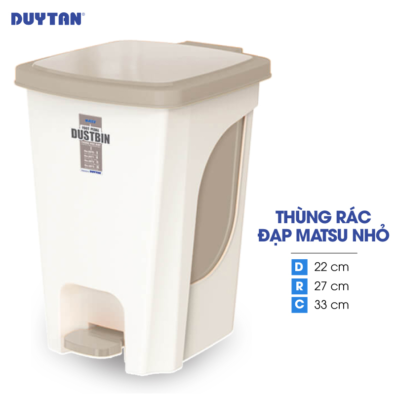 Thùng rác đạp nhỏ nhựa DUY TÂN Matsu (22 x 27 x 33 cm) - 02386 - Giao màu ngẫu nhiên