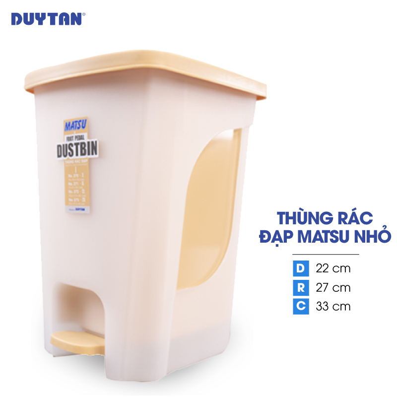 Thùng rác đạp nhỏ nhựa DUY TÂN Matsu (22 x 27 x 33 cm) - 02386 - Giao màu ngẫu nhiên