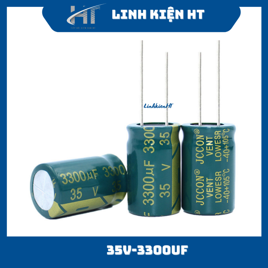 Tụ hóa 25V 3300UF, 50V 3300UF chính hãng tần số cao màu xanh (Túi 5 con) - Linh kiện HT