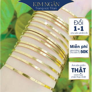 Vòng ximen titan -KHÔNG KHOÁ -bộ 7 chiếc bản vuông vòng tay nữ vàng titan không gỉ thời trang trang sức titan Kim Ngân