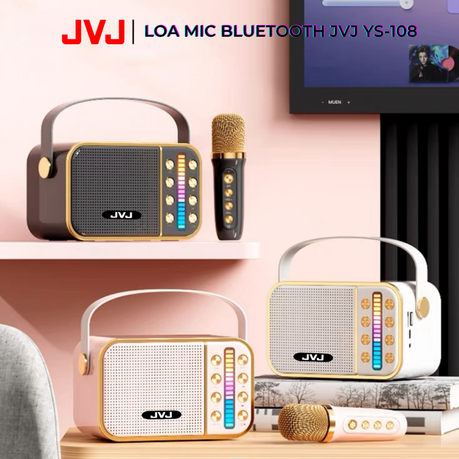 Loa bluetooth karaoke JVJ YS-112 2 mic Không dây, công suất 10W - Loa bluetooth karaoke YS 112 mini - Bảo hành chính hãn