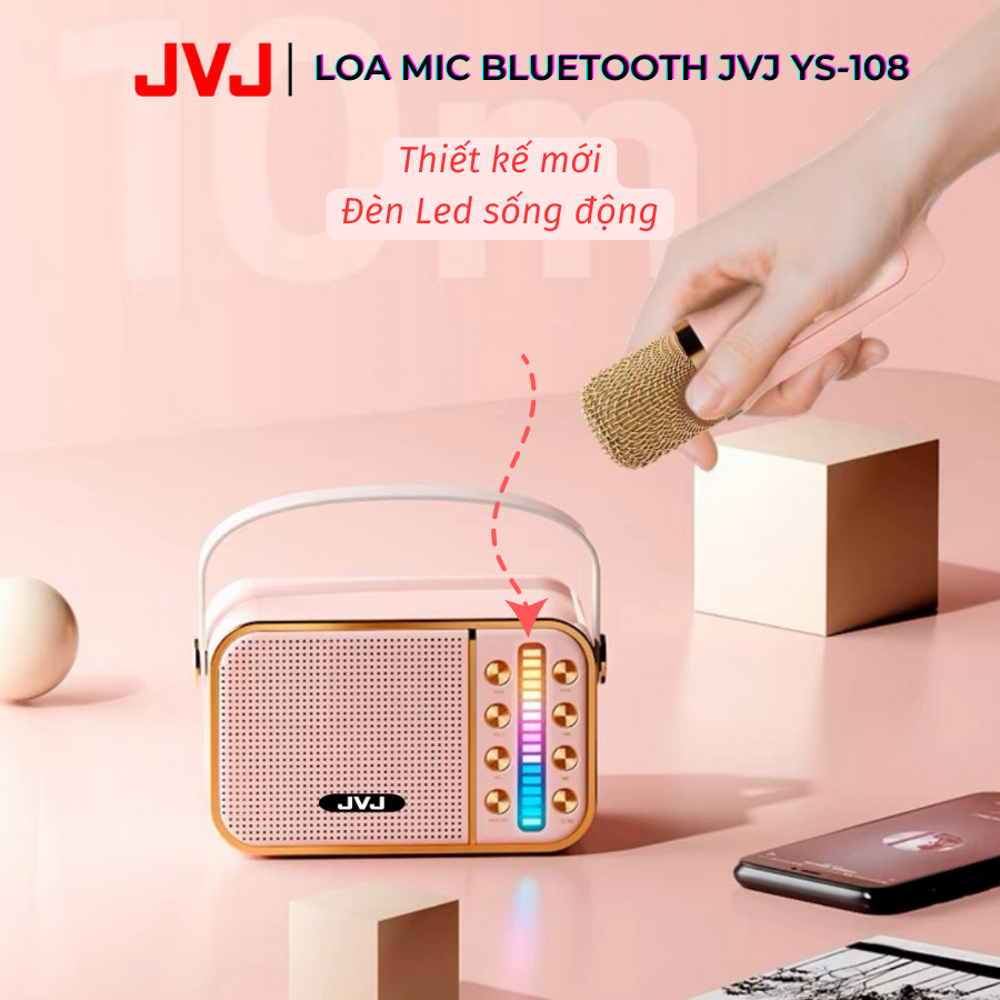 Loa bluetooth karaoke JVJ YS-108 1 mic Không dây, công suất 10W - Loa bluetooth karaoke YS 108 mini - Bảo hành chính hãn
