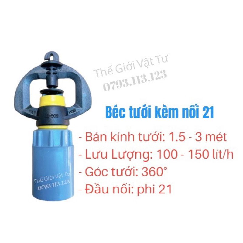 10 BỘ BÉC TƯỚI RA BB-909 TẶNG KÈM 10 ĐẦU NỐI REN TRONG 17-21MM - PHÙ HỢP TƯỚI RAU, HOA, LÀM MÁT NHÀ XƯỞNG