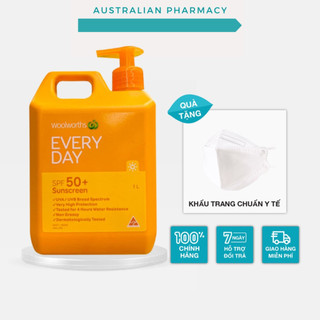 Kem Chống Nắng Woolworths Everyday Sunscreen SPF 50+ Can 1 LÍT, Dùng Cho Mặt Và Body Chính Hãng Úc
