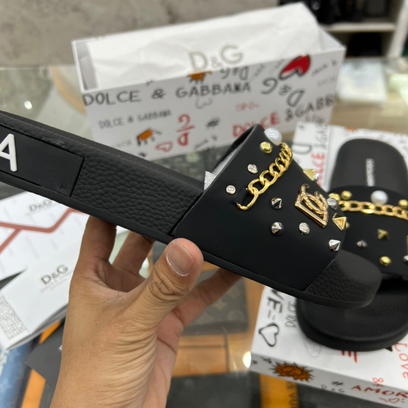 Dép lê nam DG đính đá full box như video - Dép lê nam quai cao su đính đá HotTren 2023