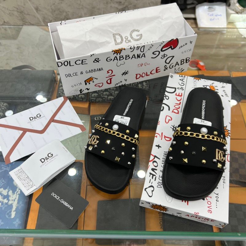 Dép lê nam DG đính đá full box như video - Dép lê nam quai cao su đính đá HotTren 2023