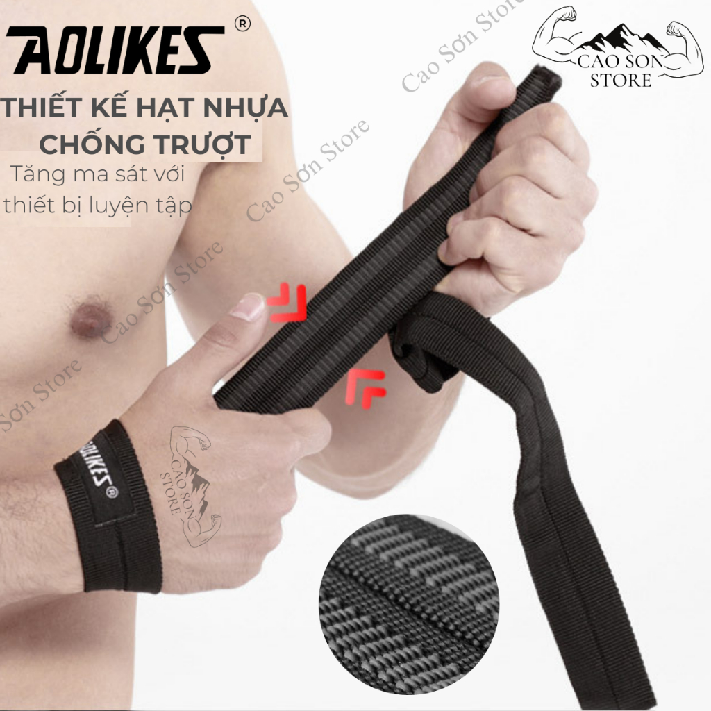 Dây Kéo Lưng Lifting Straps AOLIKES Hỗ Trợ Deadlift Hít Xà Tập Lưng Xô  Mã 7635