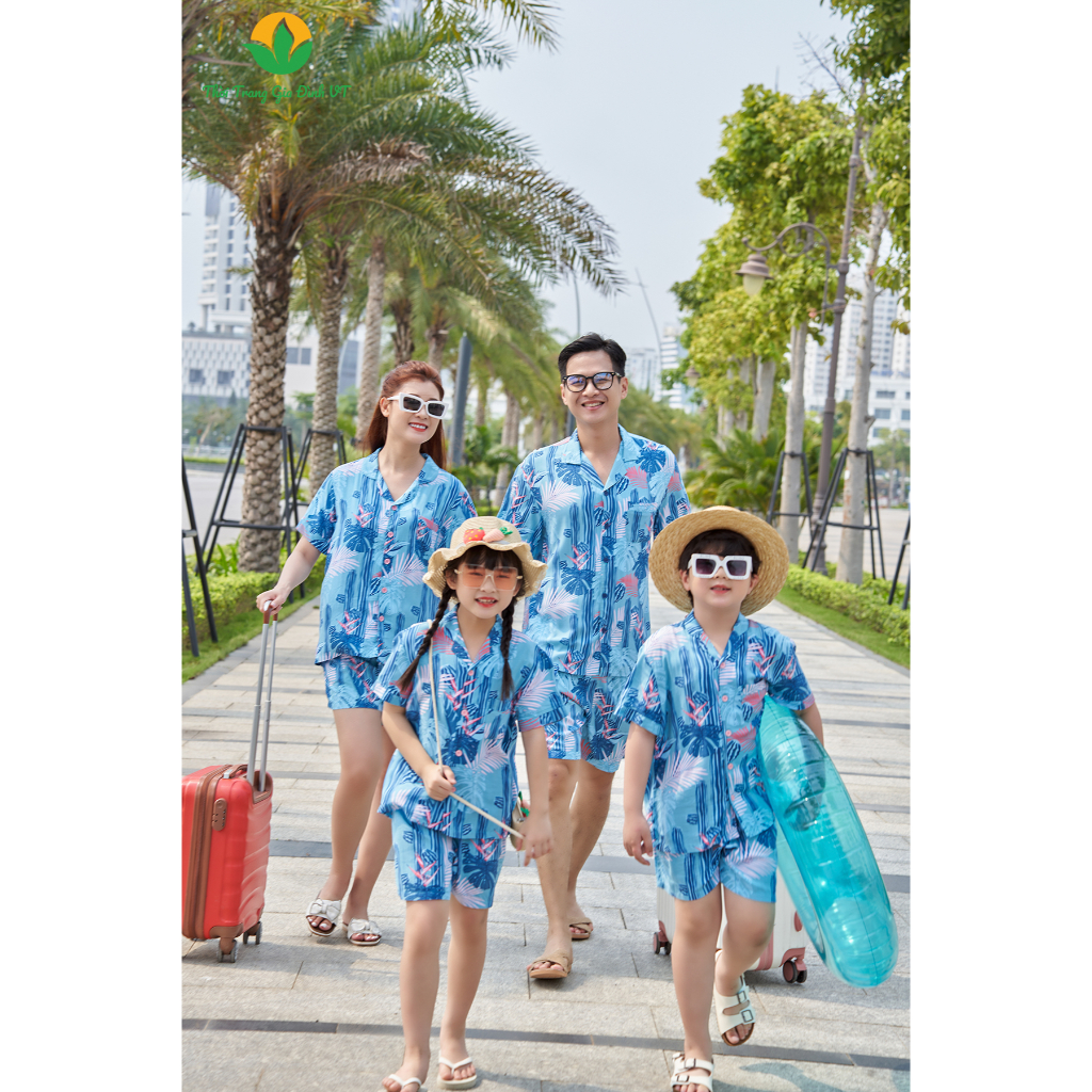 Bộ pijama lanh nam Việt Thắng quần đùi áo cộc tay gia đình - B03.2312