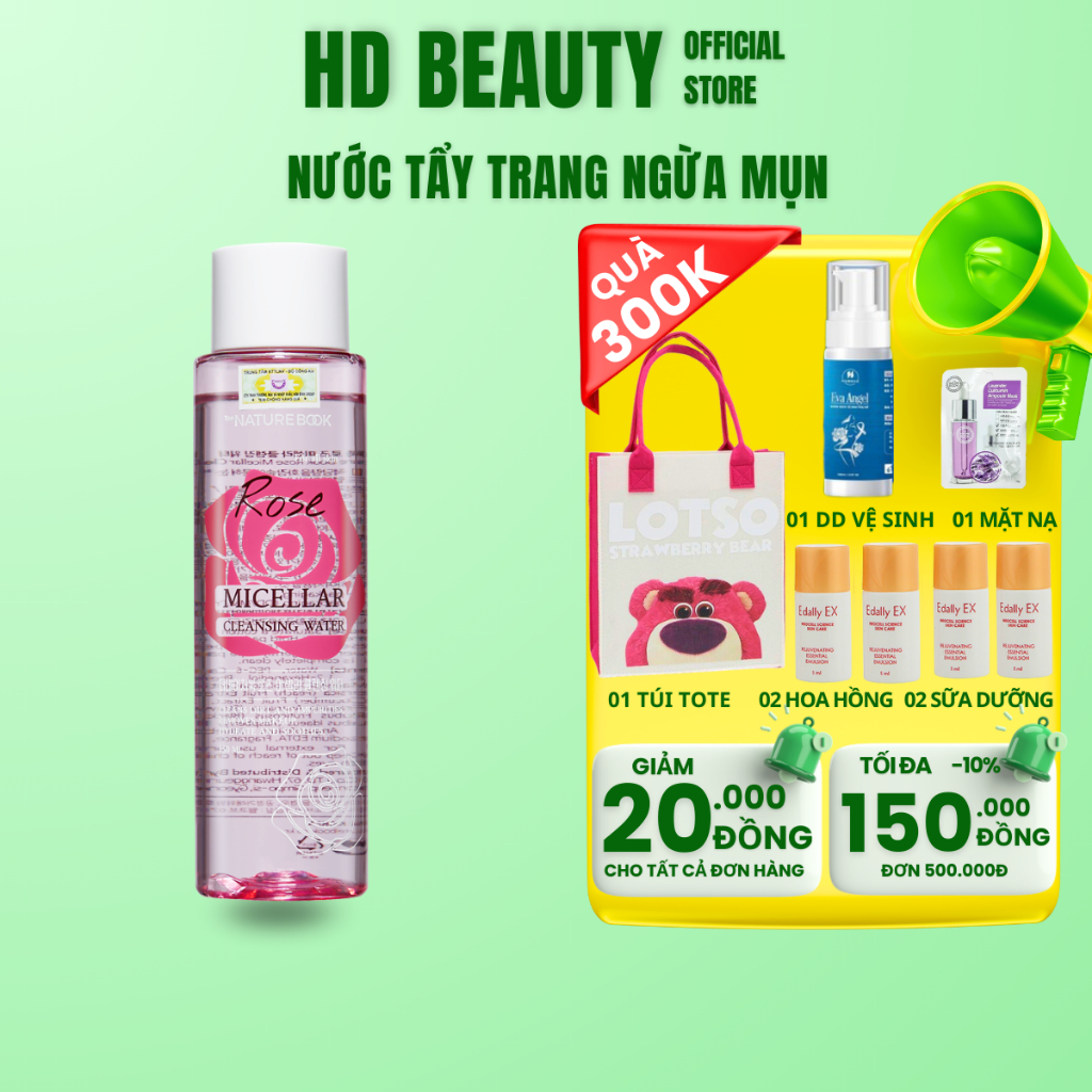 Nước Tẩy Trang Muối Hồng Làm Sạch Sâu, Bã Nhờn Mụn Cám Và Dịu Nhẹ Cho Mọi Loại Da Nature Book 200Ml