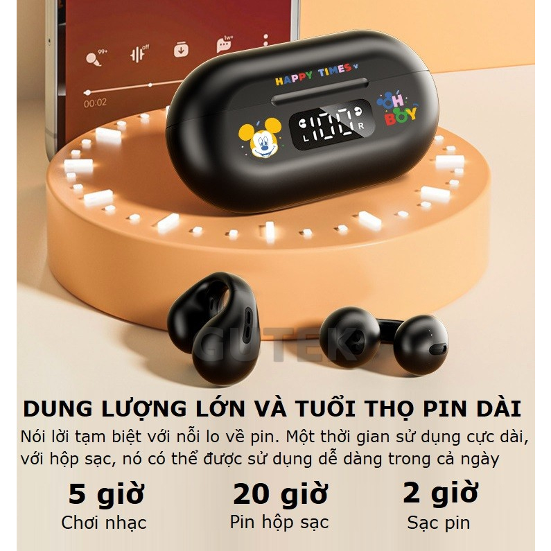 Tai nghe bluetooth Disney Gutek H11 kẹp tai không dây chống nước âm thanh HIFI có micro đàm thoại