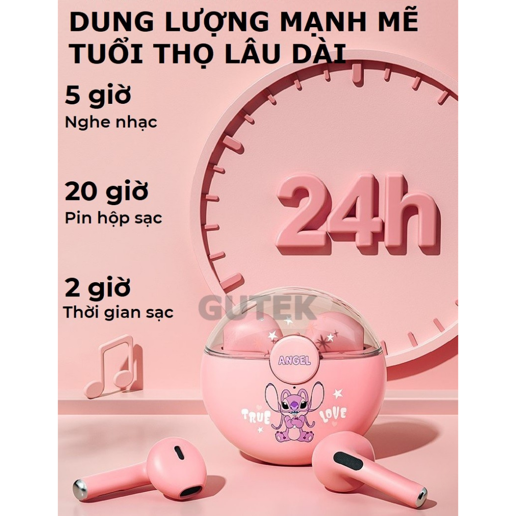 Tai nghe bluetooth Disney Gutek Q50 nhét tai không dây âm thanh chất lượng micro đàm thoại chống ồn